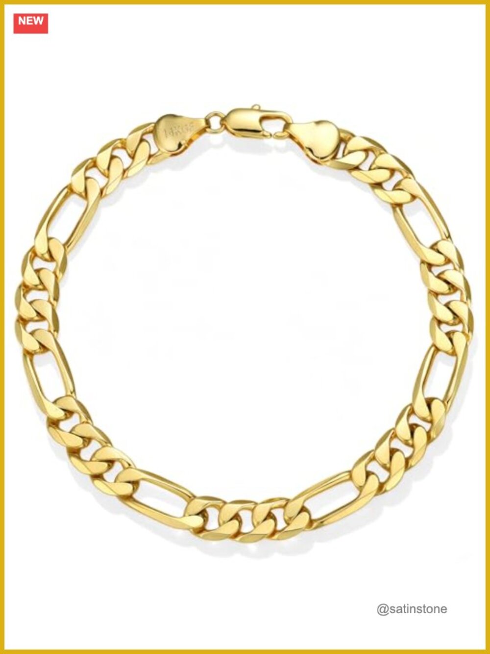 14K Gold Filled Figaro Chain Bracelet 6mm Diamond Cut